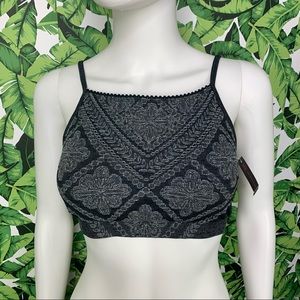 NWT! No Boundaries Women's Bra Size L Seamless Black Floral High Neck Bralette